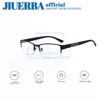 JIUERBA แว่นตาสายตาสั้น ทรงสี่เหลี่ยมผืนผ้า ป้องกันรังสี สไตล์นักธุรกิจ แฟชั่นเรโทร สําหรับผู้ชาย และผู้หญิง