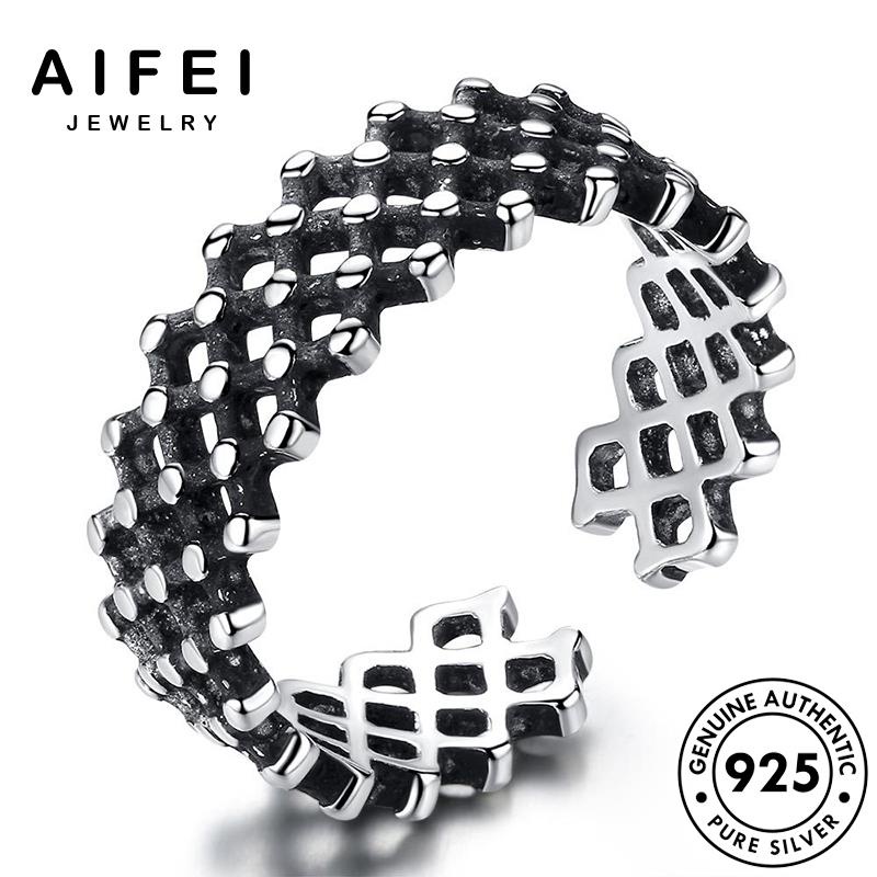 aifei-jewelry-แท้-เกาหลี-silver-เครื่องประดับ-ผู้หญิง-แหวน-ต้นฉบับ-แฟชั่น-925-เครื่องประดับ-รูปแบบตารางย้อนยุค-เงิน-r248