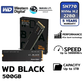 ภาพหน้าปกสินค้า⚡️กรุงเทพฯด่วน1ชั่วโมง⚡️ WD BLACK 500GB SSD (เอสเอสดี) SN770 PCIe/NVMe M.2 2280 (WDS500G3X0E) รับประกัน 5 ปี ที่เกี่ยวข้อง