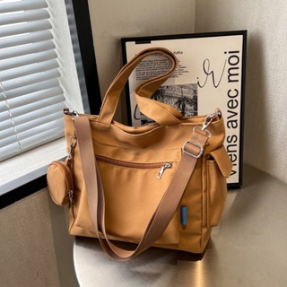 กระเป๋าถือ กระเป๋าสะพายไหล่ ผ้าแคนวาส ความจุขนาดใหญ่ สําหรับสตรี LY0418