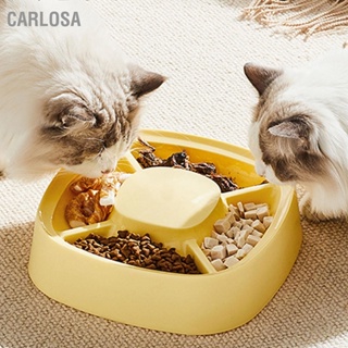 CARLOSA Cat Slow Feeder ป้องกันการสำลัก 4 ช่อง Smoothing ทนทาน PP ชามอาหารแมวมัลติฟังก์ชั่นสำหรับสัตว์เลี้ยงขนาดเล็ก