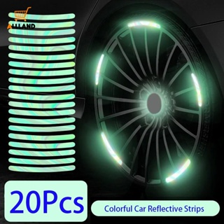 เทปสะท้อนแสง 20 ชิ้น / สติกเกอร์ดุมล้อรถจักรยานยนต์รถยนต์ / สติกเกอร์นิรภัยในการขับขี่ แบบเรืองแสง สําหรับอุปกรณ์จัดแต่งทรงผมรถยนต์