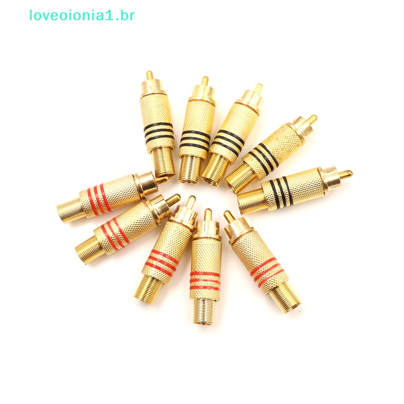 loveoionia1-ปลั๊กแจ็คเชื่อมต่อ-rca-ตัวผู้-เชื่อมต่อเสียง-วีดิโอ-สีทอง-สีแดง-สีดํา-10-ชิ้น