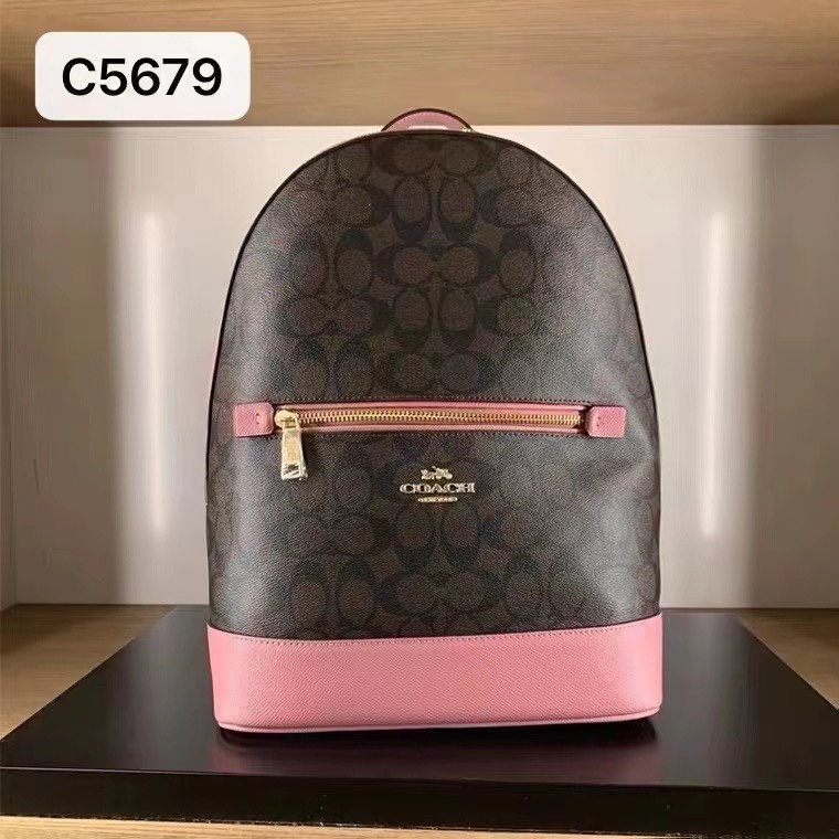 coach-c5795-c5679-kenley-กระเป๋าเป้ผู้หญิง-ความจุสูง-ลายคลาสสิค-พีวีซี-หนัง-การเดินทางทุกวัน