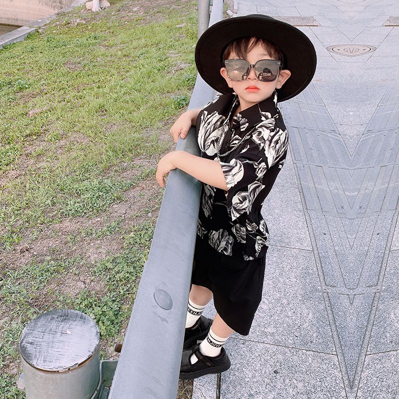 พร้อมส่ง-ขายดี-ชุดเสื้อแขนสั้น-กางเกงขาสั้น-ลายดอกไม้-สองชิ้น-แฟชั่นเกาหลี-ญี่ปุ่น-สําหรับเด็กผู้ชาย-และเด็กผู้หญิง-2023