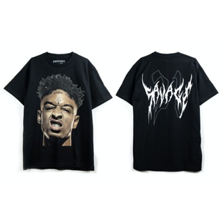 พร้อมส่ง ผ้าฝ้ายบริสุทธิ์ QWT21 SAVAGE BLACK ดำ bootleg T-shirt