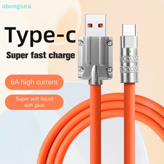 Abongsea สายชาร์จโทรศัพท์มือถือ ซิลิโคนอัลลอย สังกะสีอัลลอย 120W 6A พร้อมไฟ สําหรับ Typec