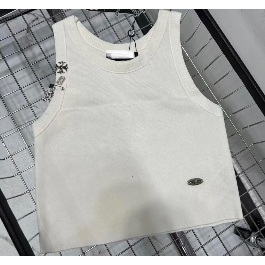 tjk7-chrome-hearts-2023-new-metal-cross-knitted-vest-back-large-logo-printed-stretch-slim-fit-short-vest