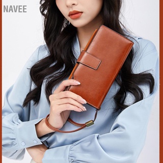 NAVEE Waxed Card Wallet ความจุขนาดใหญ่ประเภทยาว Multi Layer Blocking Holder for Women Lady Outdoor