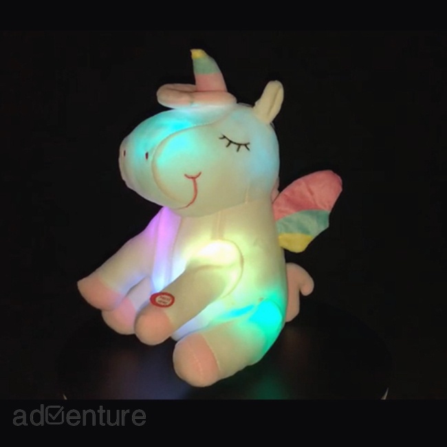 adven-หมอนตุ๊กตายูนิคอร์น-มีไฟ-led-เรืองแสงน่ารัก-ของเล่นสําหรับเด็ก