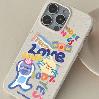 Degradable Material Cute Graffiti Doll Cat Phone Case for Iphone 14promax Apple Xsmax Wheat Phone Case 11/13pro