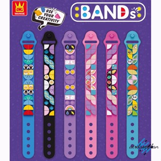 Aird DIY สร้อยข้อมือเลโก้ สายรัดข้อมือ สร้างสรรค์ ลายจุด อิฐ เด็ก บล็อก สร้อยข้อมือ สายรัดข้อมือ ปรับความยาวได้ บล็อกตัวต่อ
