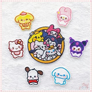 ✿ แผ่นสติกเกอร์ ลาย Melody Kuromi Hello Kitty Pochacco Cinnamoroll Pom Pom Purin มีกาวในตัว สําหรับติดตกแต่ง ✿ แผ่นแพทช์รีดติดเสื้อ ปักลาย DIY สําหรับตกแต่งเสื้อผ้า กระเป๋า 1 ชิ้น