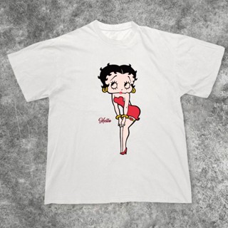 เสื้อยืดแขนสั้น คอกลม ผ้าฝ้าย พิมพ์ลายการ์ตูนอนิเมะ Betty Boop แฟชั่นฤดูร้อน สําหรับคู่รัก