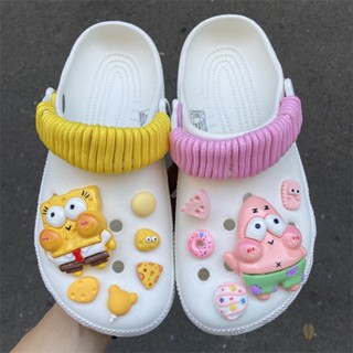 Patrick Star Jibits Crocs ชุดหมุดติดรองเท้า รูปการ์ตูนสพันจ์บ็อบน่ารัก สีรุ้ง อุปกรณ์เสริม สําหรับตกแต่งรองเท้าเด็ก