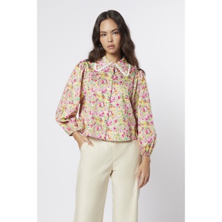 EP เสื้อเชิ้ตลายดอกไม้แต่งแขนพอง ผู้หญิง | Puff Sleeve Floral Print Shirt | 4705