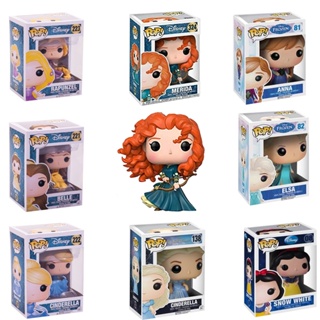 Funko POP โมเดลฟิกเกอร์เจ้าหญิงดิสนีย์ Merida 324 Belle Cinderella 89 Rapunzel 224 Ariel 223 Elsa 82 Anna 81 สําหรับตกแต่งออฟฟิศ