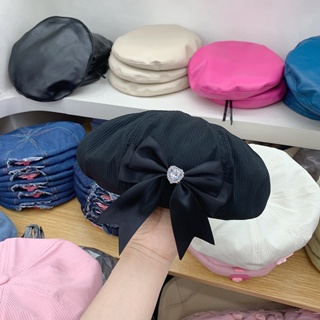 หมวกเบเร่ต์ สีดํา สไตล์เกาหลี แฟชั่นฤดูใบไม้ผลิ และฤดูร้อน สําหรับผู้หญิง 2023