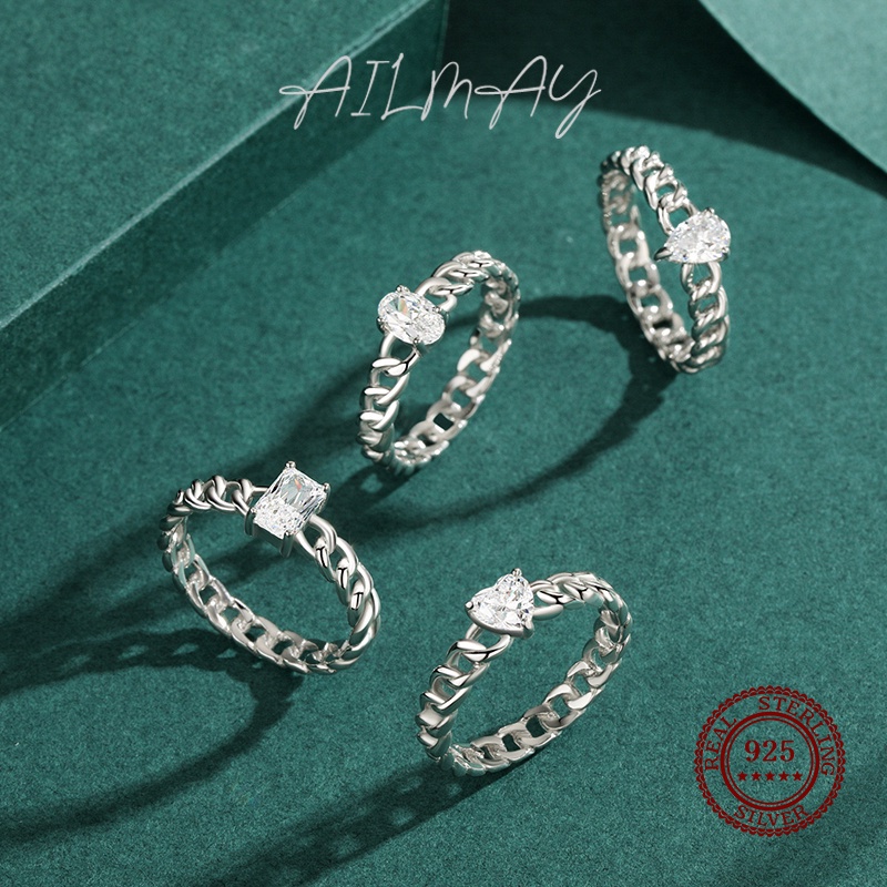 ailmay-แหวนเงินแท้-925-ทรงวงรี-แบบถัก-เครื่องประดับแฟชั่น-สําหรับผู้หญิง-งานแต่งงาน