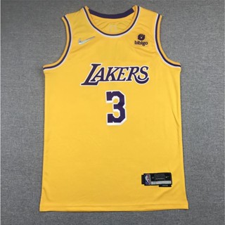 เสื้อกีฬาแขนสั้น คอกลม ลายทีม NBA Los Angeles Lakers สีเหลือง 198600