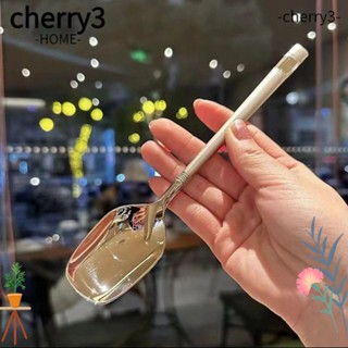 Cherry3 ช้อนซุป หัวเหลี่ยม สเตนเลส แบบหนา ทนทาน สําหรับห้องครัว 2 ชิ้น