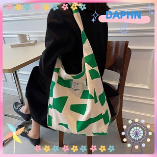 Daphs กระเป๋าสะพายไหล่ กระเป๋าช้อปปิ้ง ผ้าแคนวาส แบบนิ่ม สีเขียว สีฟ้า สีดํา จุของได้เยอะ