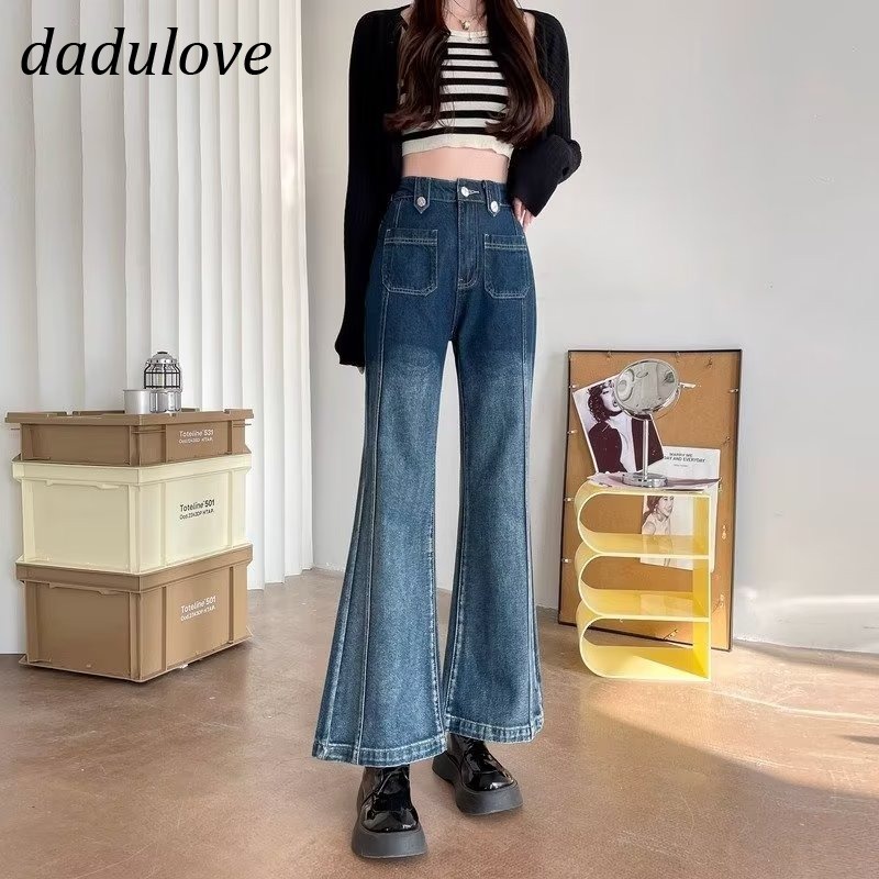 dadulove-new-american-ins-high-street-retro-micro-flared-jeans-niche-high-waist-wide-leg-pants-large-size-trousers