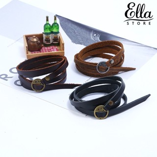 Ellastore123 สายรัดข้อมือหนังเทียม หลายชั้น ลายตัวอักษร ปรับความยาวได้ สไตล์พังก์ ของขวัญ สําหรับผู้ชาย