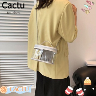 Cactu กระเป๋าเครื่องสําอาง PVC สีพื้น น้ําหนักเบา สไตล์เจ้าหญิง