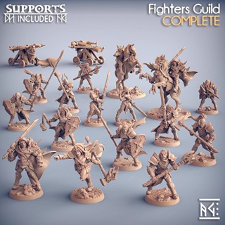 00101054- Warriors Guild 1/48 ปากกาไวท์เทนนิ่ง โมเดลเกมกระดาน War Chess DND Running Group 3D Print Model MUZK