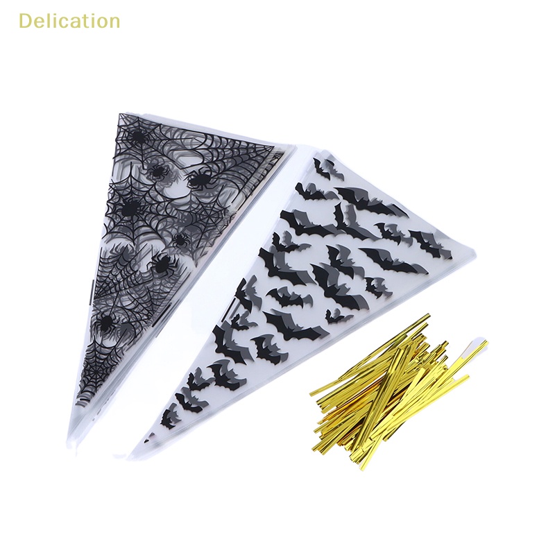 delication-ถุงขนม-ทรงกรวย-ลายฟักทอง-ค้างคาว-แมงมุม-ฮาโลวีน-สําหรับใส่คุกกี้-ปาร์ตี้ฮาโลวีน-100-ชิ้น