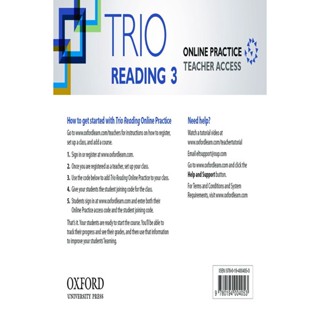 Bundanjai (หนังสือเรียนภาษาอังกฤษ Oxford) Trio Reading 3 : Online Practice Teacher Access Card