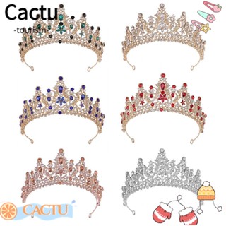 Cactu มงกุฎคริสตัล ฮาโลวีน เครื่องแต่งกาย ที่คาดผม พลอยเทียม งานเลี้ยงวันเกิด เจ้าหญิง ที่คาดผม