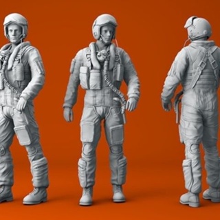 Pilot โมเดลทหารเรซิ่น GK สีขาว 3d สเกล 1/72 48 35 MKSH