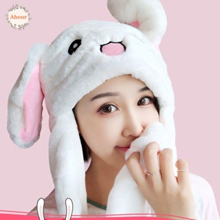 Ahour หมวกหูกระต่ายน่ารัก กันลม ขยับได้ สไตล์เกาหลี สําหรับผู้หญิง