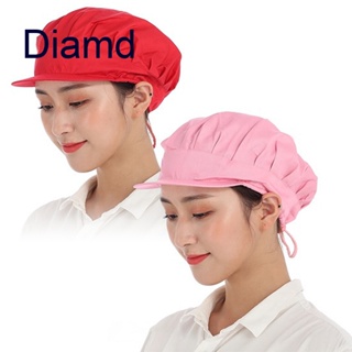 Diamd หมวกเชฟ ทําอาหาร ครัว หมวกกันฝุ่น บริการอาหาร ตาข่ายผม ปีก ร้านอาหาร ระบายอากาศ หมวกบีนนี่