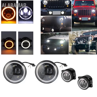 ALABAMAR ไฟหน้า Halo LED ไฟตัดหมอก 4 in 1 Combo Kit สีขาวสีเหลือง Dual Color Fit สำหรับ Jeep Wrangler JK 2007-2018