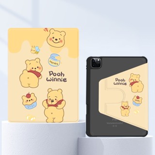 เคสไอเเพด pooh winnie for เคสไอแพดกันกระแทก Air4/Air5 gen6/7 gen8/gen9 pro11 gen10 360°หมุนตั้ง/นอนได้ เคสหนังอะคริลิคใส