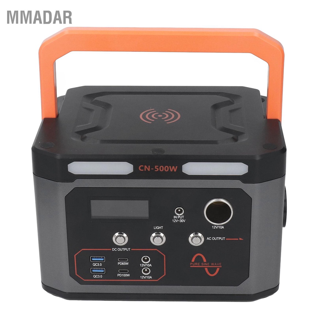 mmadar-portable-power-station-500w-energy-storage-แหล่งจ่ายไฟสำรองฉุกเฉินกลางแจ้งพร้อมไฟ-led-100-240v