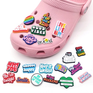 【Hot English Phrases Series】 Jibbitz PVC จี้รองเท้า DIY สําหรับตกแต่ง Crocs Clogs Pin รองเท้าแตะ อุปกรณ์เสริม สําหรับเด็กผู้หญิงและผู้ชาย ขายส่ง