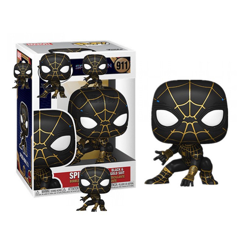 funko-ฟิกเกอร์-spider-man-marvel-spider-man-3-heroes-no-return-black-gold-suit-lkna