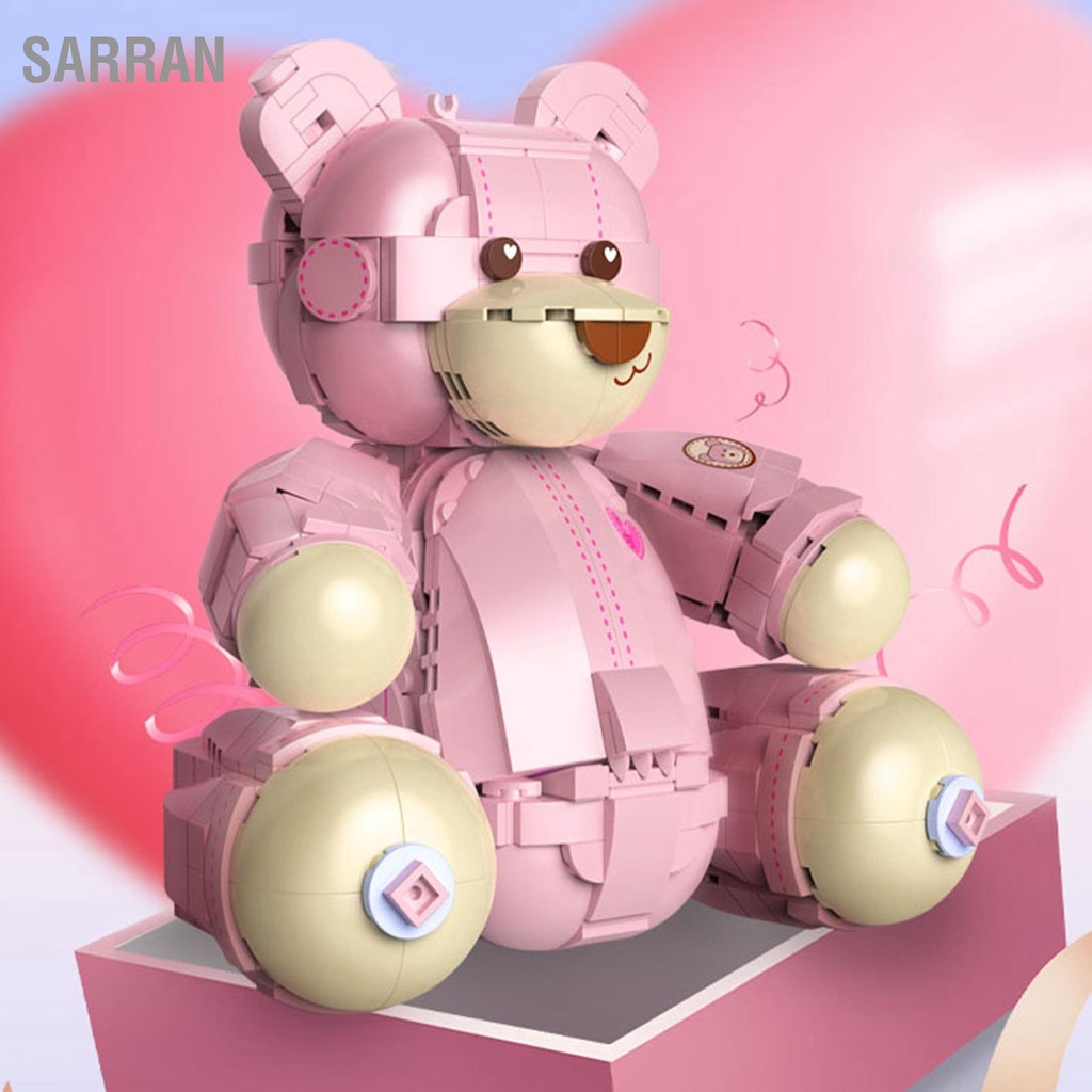 sarran-บล็อกตัวต่อของเล่น-น่ารัก-สีชมพู-การศึกษา-ประกอบง่าย-หมี-ตัวต่อขนาดเล็ก-ของขวัญวันเกิด