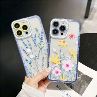 Casing Redmi 12C 10C 10 2022 4G 9C 8 8A 7 A1 6A Note 12 Pro 9S 9 6 5 4 9T S2 Mi POCO X5 5G A2 Lite Little Daisies Of Beautiful Colorful Spring Flowers Straight Edge Case 1STD 38