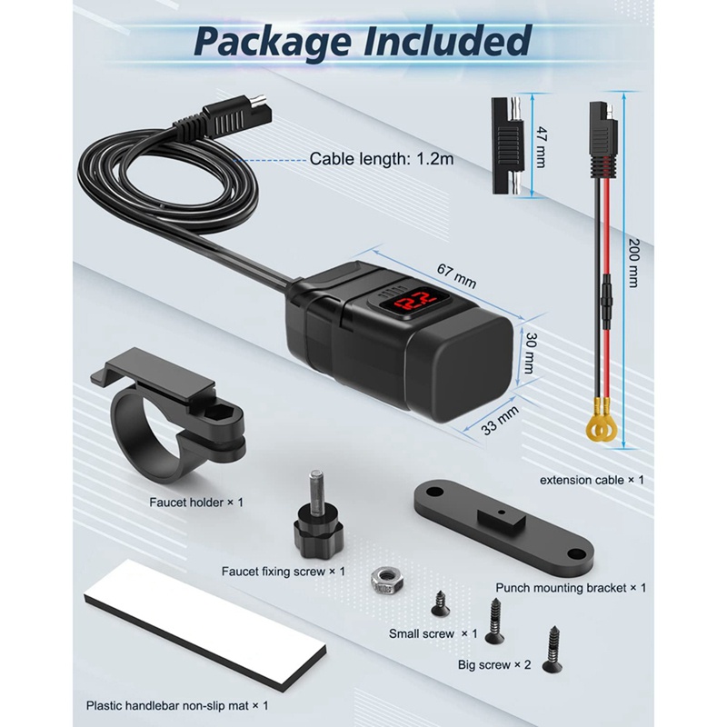 ที่ชาร์จโทรศัพท์มอเตอร์ไซค์-dual-usb-type-c-pd-ที่ชาร์จ-usb-รถจักรยานยนต์-พร้อมโวลต์มิเตอร์-และสวิตช์เปิด-ปิด