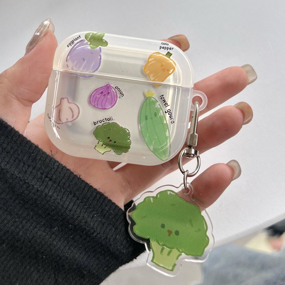 เคสหูฟังบลูทูธไร้สาย-แบบนิ่ม-ลายผักน่ารัก-พร้อมพวงกุญแจ-สําหรับ-airpods-pro-2-air-pods-1-2-3-airpod