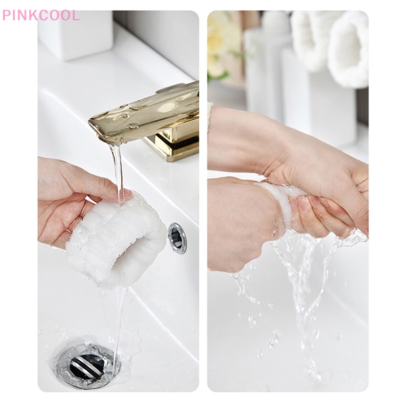 pinkcool-ขายดี-สายรัดข้อมือ-ยืดหยุ่น-ซับเหงื่อ-ใช้ซ้ําได้-สําหรับล้างหน้า-1-คู่