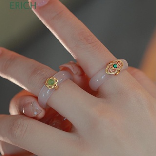 Erich Chalcedony แหวนหยกเทียม อินเทรนด์ สไตล์จีน ของขวัญวันวาเลนไทน์ สําหรับคู่รัก