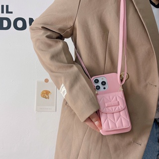 Miumiu เคสโทรศัพท์มือถือ ป้องกันฝุ่น พร้อมสายสะพาย และช่องใส่บัตร สําหรับ Iphone 12 13 Pro Max 14 11 Pro Max