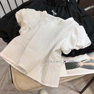 พร้อมส่ง ขายดี เสื้อยืดแขนสั้น แขนพอง สีพื้น เข้ากับทุกการแต่งกาย แฟชั่นฤดูร้อน สไตล์เกาหลี และญี่ปุ่น สําหรับเด็กผู้หญิง