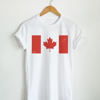 เสื้อยืดลาย ธงชาติแคนาดา Canada Flag เสื้อยืดสกรีน เสื้อสกรีน แขนสั้น คอกลม